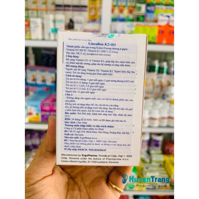 ✔️️️(Tặng quà) LineaBon K2+D3 - Bổ sung vitamin K2, D3 tăng cường hấp thu Canxi (lọ 10ml)