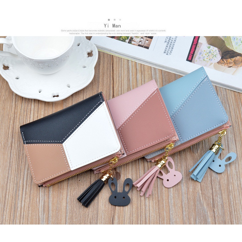 Ví nữ cầm tay cao cấp PaPu VN21 ,họa tiết da phối chỉ ,nhiều ngăn đựng vừa các loại giấy tờ