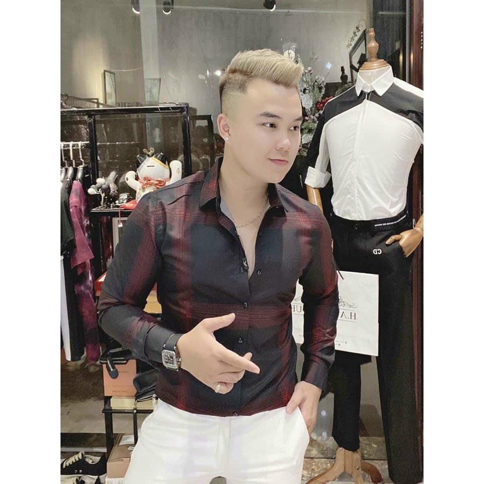 Áo sơ mi nam dài tay ❤️FREESHIP❤️ áo sơ mi kiểu hàn quốc kẻ sọc caro họa tiết đẹp chất lụa thời trang