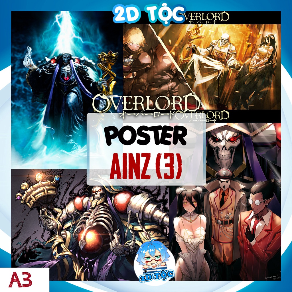 TRANH POSTER A3 AINZ OOAL GOWN  ANIME MANGA OVERLORD CHẤT LIỆU GIẤY CAO CẤP - 2D TỘC SHOP