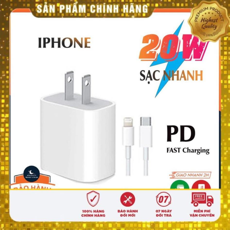 NEW Bộ Củ Sạc Nhanh 20w Cho Iphone 11/12/X/8 IPad Pin Dự Phòng Cáp Sạc Nhanh USB-C To Lightning