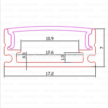 Thanh Nhôm Đèn Led 1m - Thanh Nhôm U 1m 17x07mm đầy đủ phụ kiện nắp PC + 02 đầu chụp