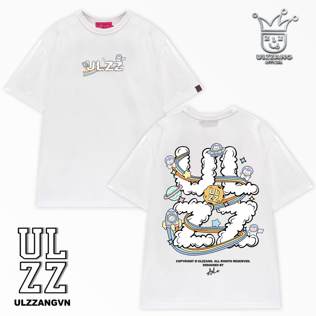 Áo thun local brand ULZZ ulzzang cloud astronaut dáng unisex tay lỡ - white fullbox U-7