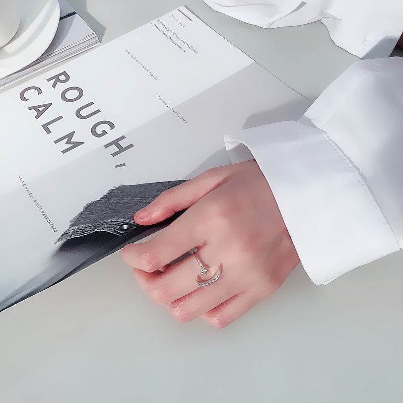 Bộ nhẫn hình mặt trăng và ngôi sao kiểu dáng sáng tạo đơn giản thời trang