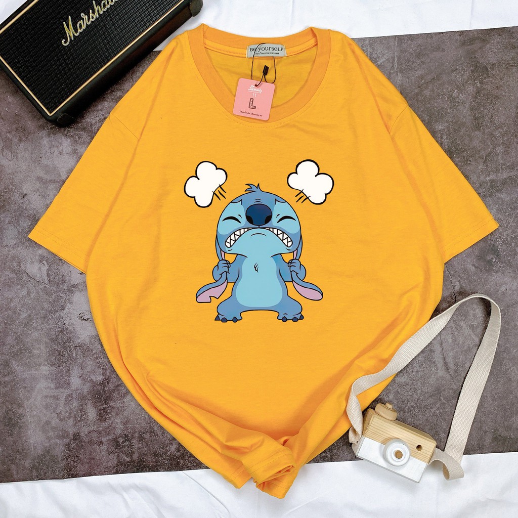 - ÁO THUN TAY NGẮN STITCH ANGRY UNISEX ĐỦ SIZE M L XL HÌNH THẬT TỰ CHỤP