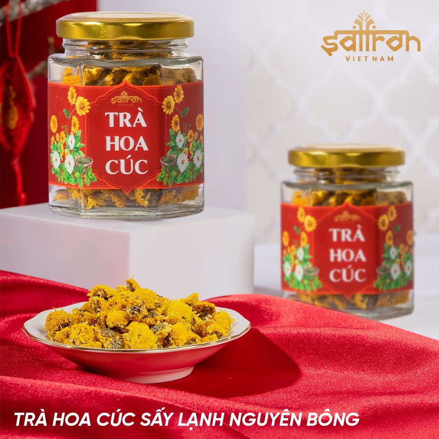 Trà hoa cúc vàng sấy lạnh nguyên bông tuyển chọn loại đặc biệt - lọ thuỷ tính 10g