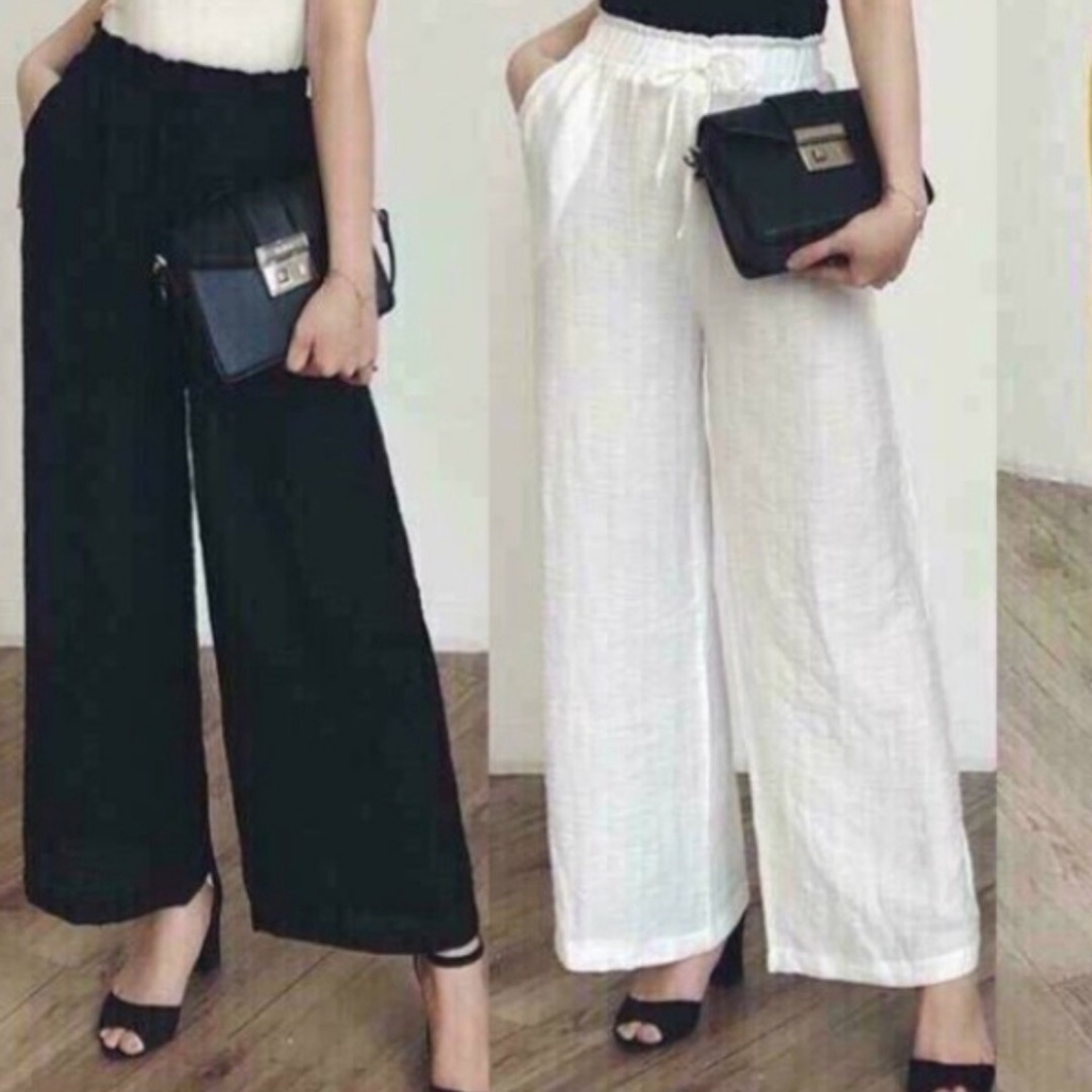 Quần đũi ống suông rộng dáng chuẩn đẹp quần ống to cạp chun vải đũi xước lụa có nhiều màu
