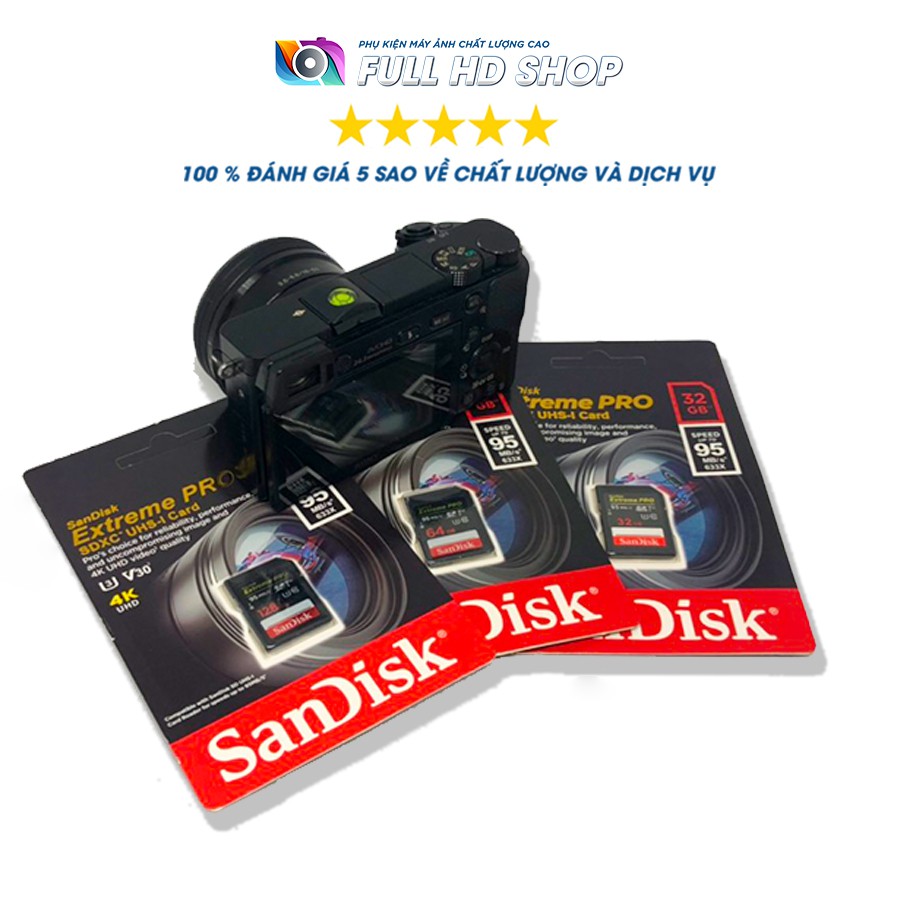 Thẻ nhớ SD Sandisk 32Gb/64Gb/128Gb tốc độ cao 95 Mb/s - FullHDShop | BigBuy360 - bigbuy360.vn