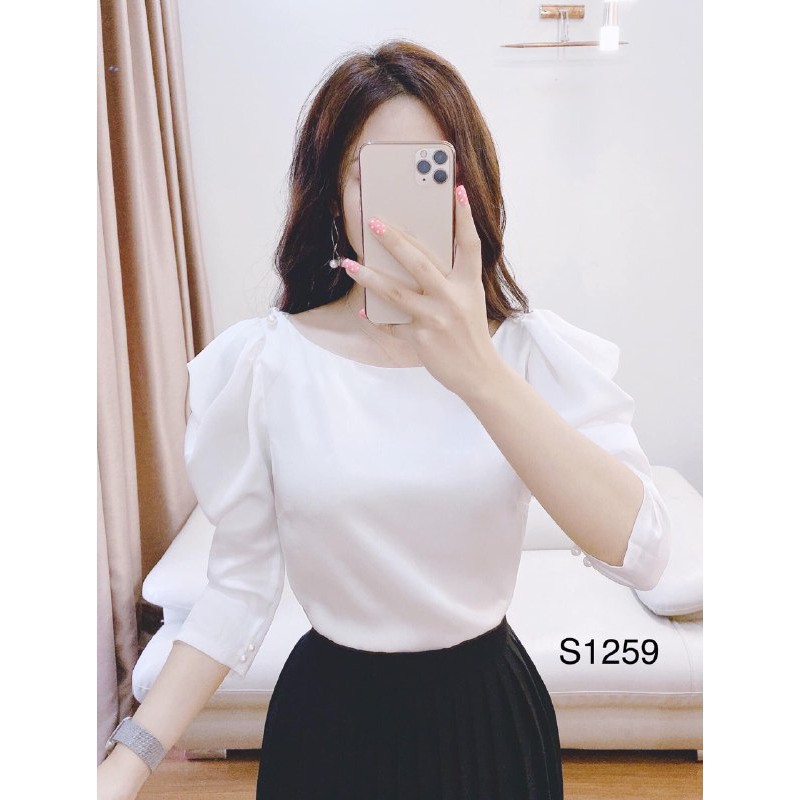 [ xả kho ] MiD Áo công sở tay bồng đính ngọc A1259 Mie Design kèm ảnh thật