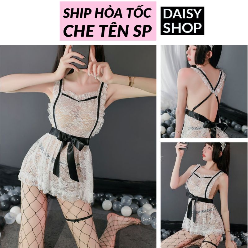 Cosplay nữ hầu gái hóa trang sexy - váy ngủ 2 dây vải ren gợi cảm