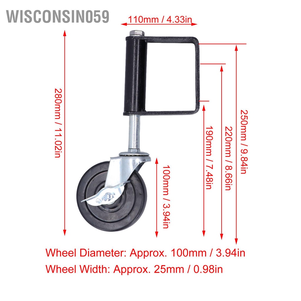 Wisconsin059 Lò xo có tải bánh xe Cổng Caster 4in 3 lỗ Phụ kiện cửa hạng nặng cho nhà máy