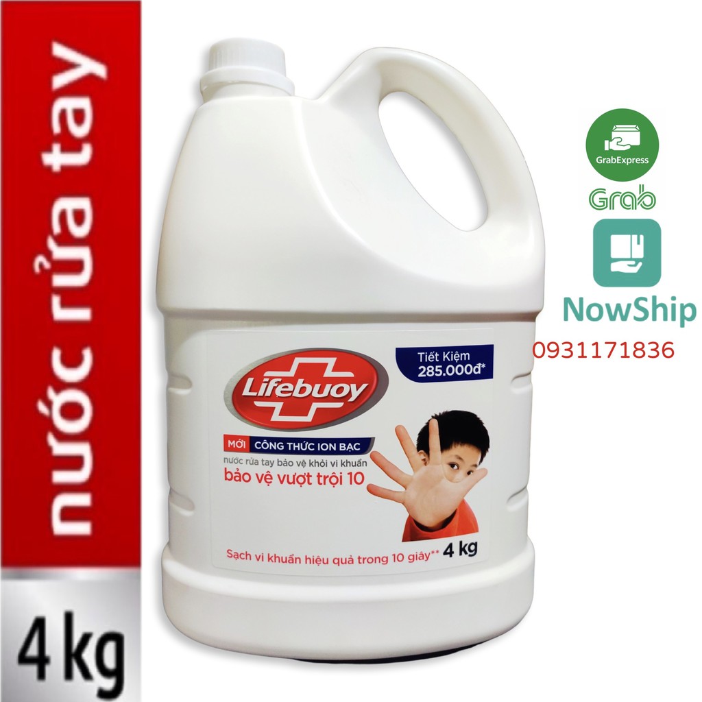 [Hoả Tốc] Nước Rửa Tay LIFEBUOY 4kg Diệt Khuẩn 99% Bảo Vệ Vượt Trội Can nhựa lớn Big size 4 kg 4 kí