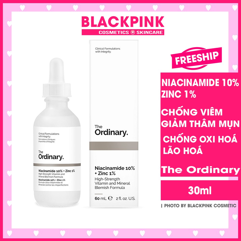 Tinh chất The Ordinary Niacinamide 10% + Zinc 1%, Serum chống viêm giảm thâm giảm mụn, chống lão hóa, bản nhập Canada