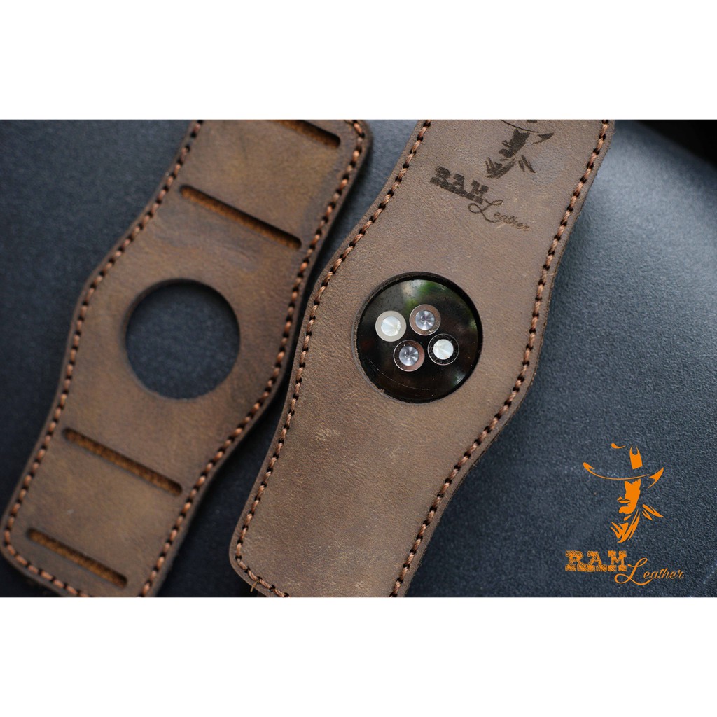 Dây apple watch da bò nâu đất kèm bundstrap chống mồ hôi RAM Leather b2 - tặng khóa chốt và adapter