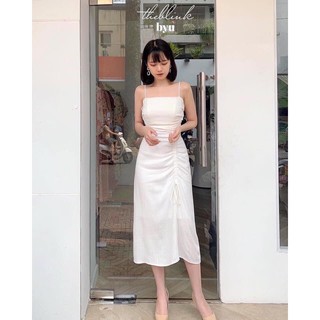 Đầm midi trắng 2s rút hông 😍