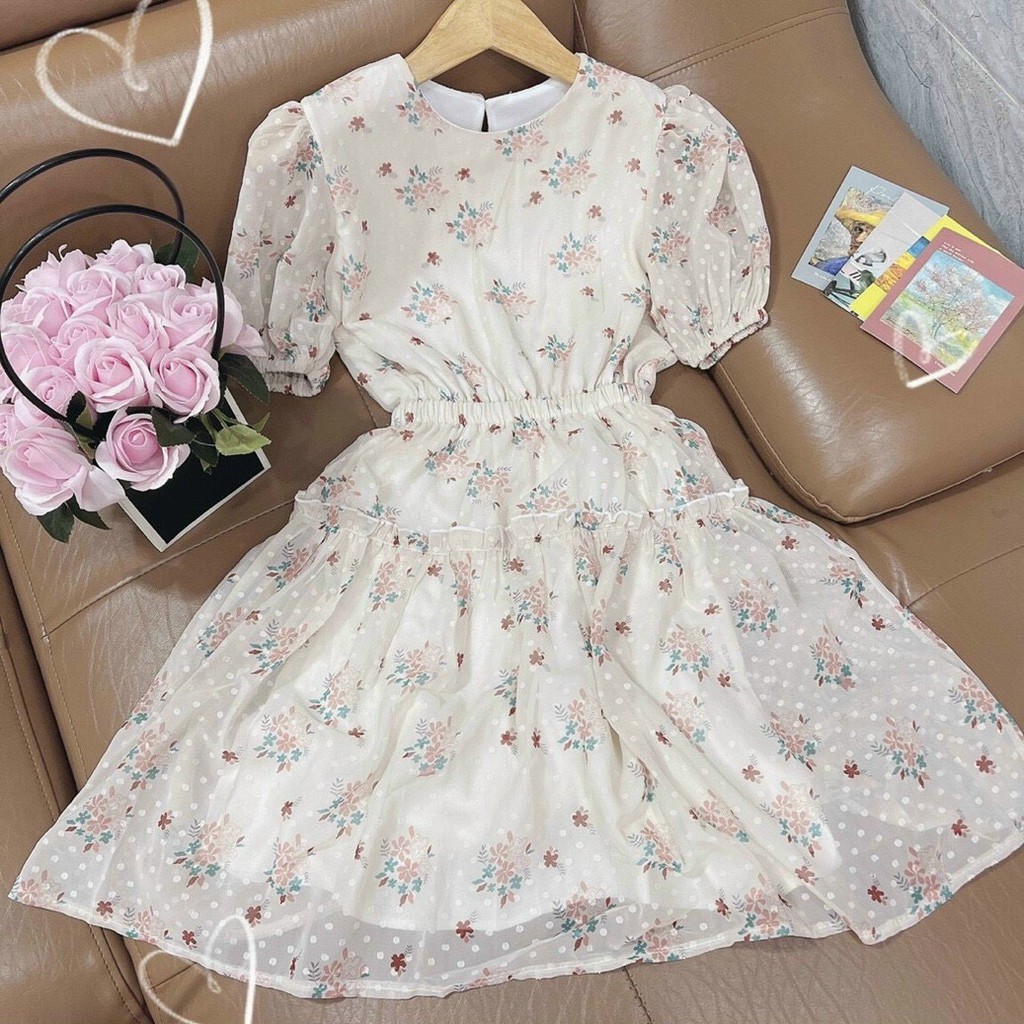 Đầm hoa vintage, đấm ulzzang nữ, hàng đẹp bán shop, chất vải đẹp, phom dưới 54kg mặc đẹp