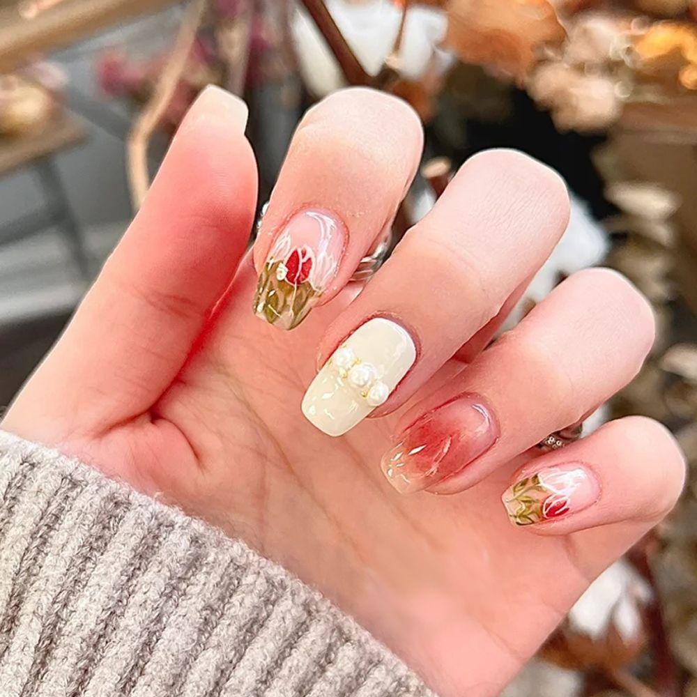 Sticker Dán Trang Trí Móng Nghệ Thuật Hình Hoa Tulip Nhiều Màu Thanh Lịch Quyến Rũ Dành Cho Nữ DIY