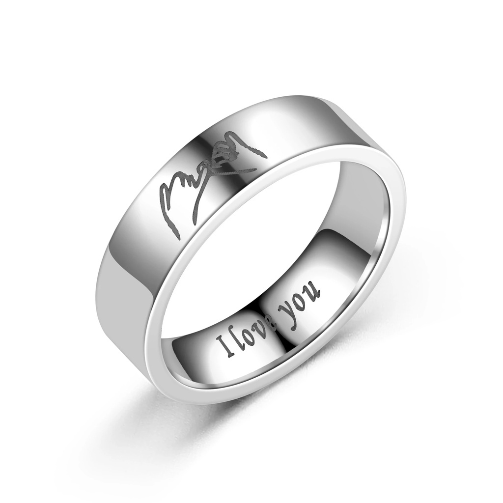 Nhẫn Đeo Tay Kim Loại Khắc Chữ I Love You Thời Trang Cho Cặp Đôi