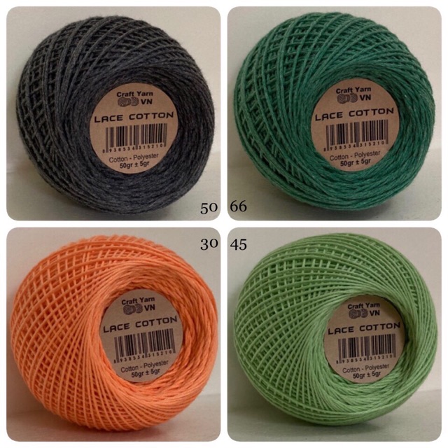 Sợi Lace Cotton Việt Nam! - bảng màu số 2 - 4 màu