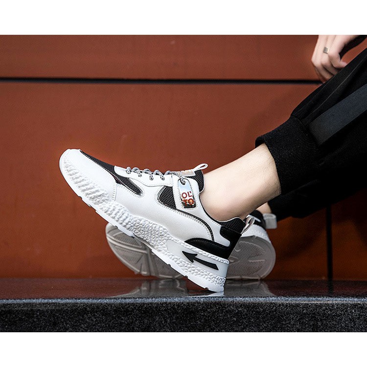 Giày sneaker nam trắng đen đế cao [FREESHIP] D893 shop Địch Địch giày thể thao nam