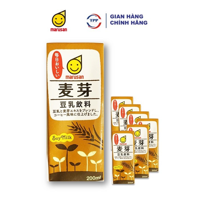Hàng Nhập Khẩu Lốc 6 hộp Sữa đậu nành Marusan lúa mạch 200ml - Nhật Bản