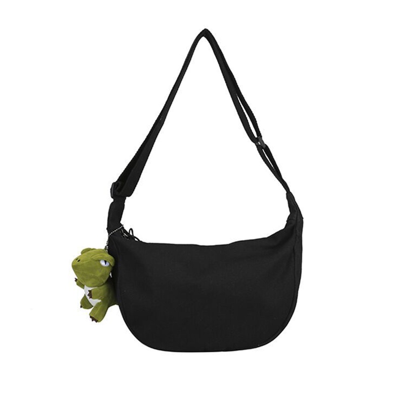 Túi đeo chéo IELGY vải canvas màu trơn có khóa kéo thời trang