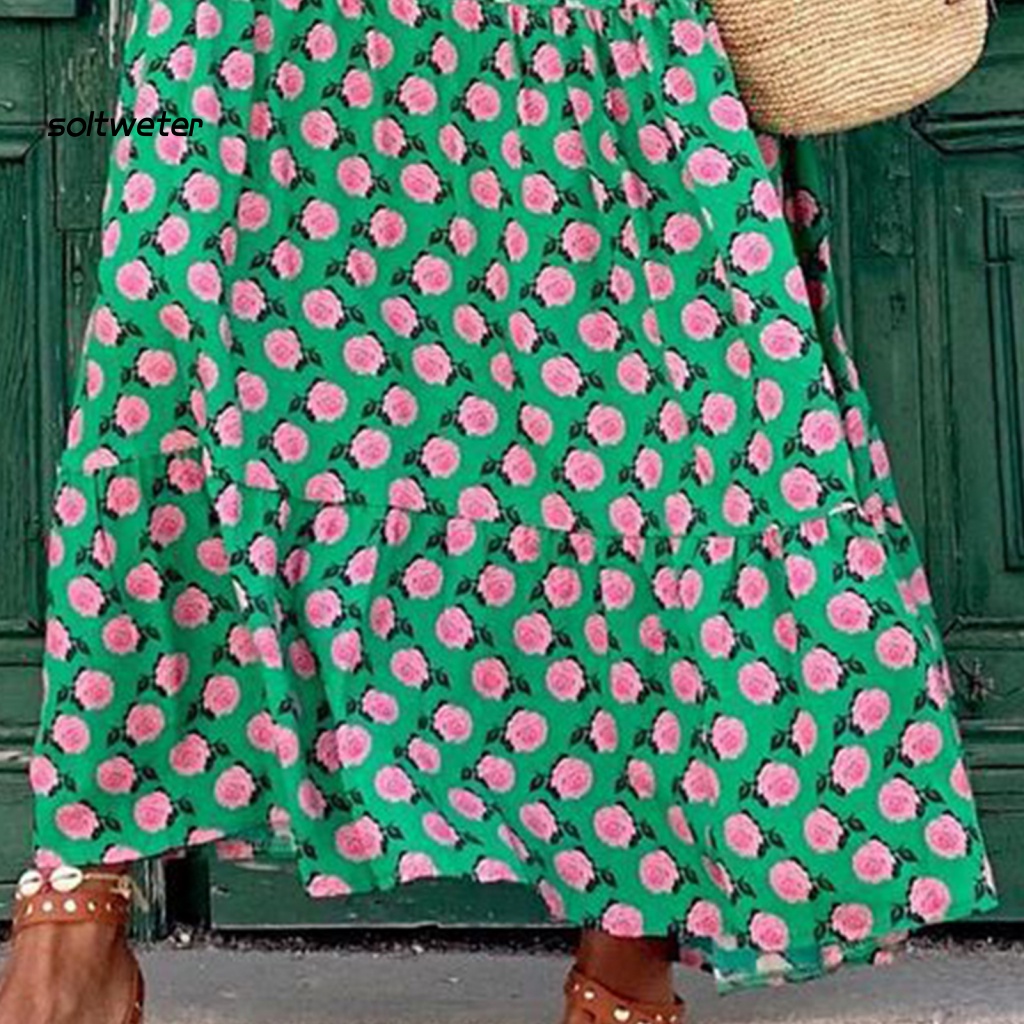 Đầm Maxi Eo Cao In Họa Tiết Phong Cách Boho Cổ Điển Dành Cho Nữ