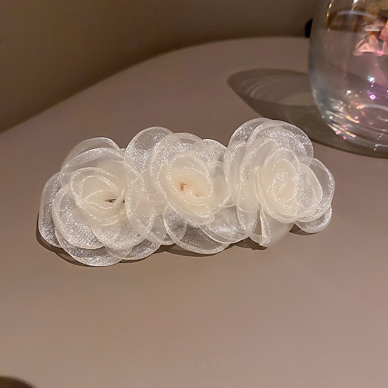 Kẹp tóc hình hoa hồng màu trắng thời trang cho nữ