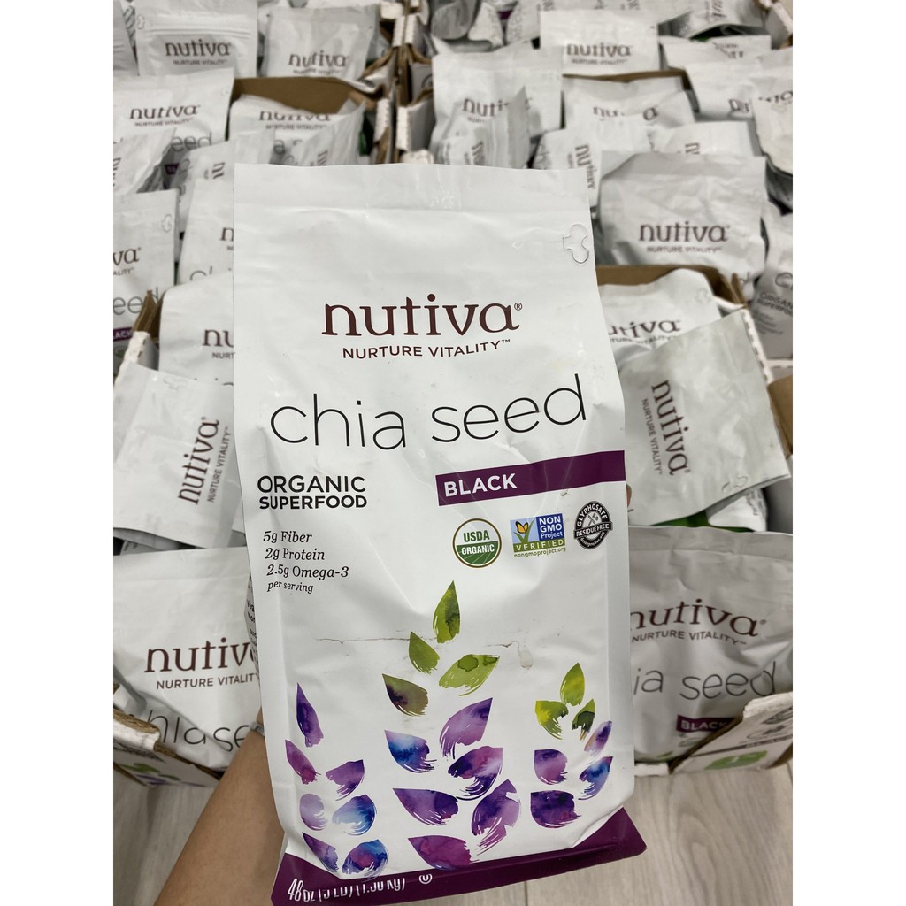 Hạt chia hữu cơ Mỹ Nutiva Organic Black Chia Seed 1.36kg