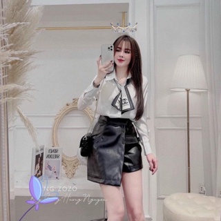 Áo sơ mi nữ dài tay nơ cổ_áo sơ mi tay dài kèm nơ