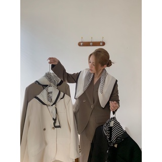Blazer 4 khuy kèm khăn ak-8888, áo blazer nữ hàn