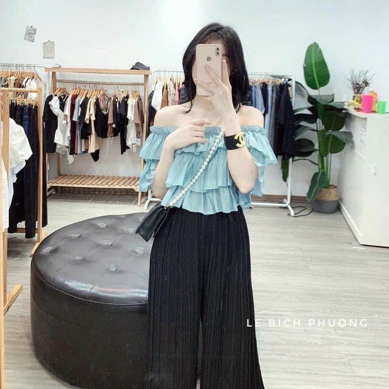 ÁO TRỄ VAI 3 TẦNG KIỂU CROPTOP