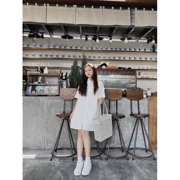 [Ảnh thật] Đầm sơ mi ô 2 lớp (video)
