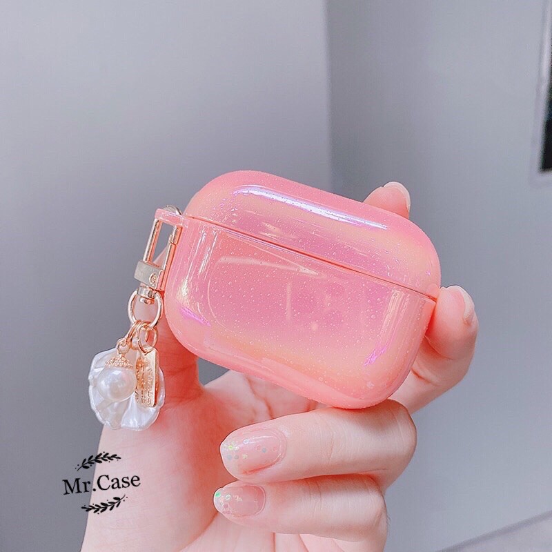 Vỏ bọc bảo vệ màu ánh ngọc trai màu hồng cho hộp sạc tai nghe Airpods 1 / 2 Pro - Mr.Case Airpods