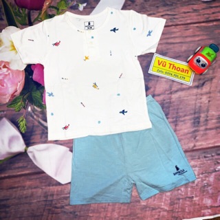 ☆Xả lẻ size☆ Bộ cộc cotton sợi tre Bambola - máy bay nhí