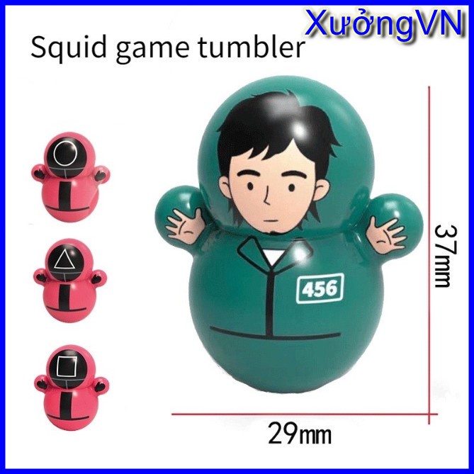 Lật đật đồ chơi mini dễ thương đáng yêu Squid Game Xanh -  Squid Game Đỏ - Phi hành gia - Doremon - Pikachu