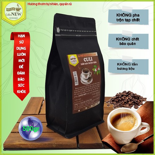 500gr Cafe CULI  Nguyên chất – Gu Mạnh - Thơm Ngon Thượng Hạng - Hương Thơm nồng- Vị Đắng Mạnh Mẽ - Coffee New