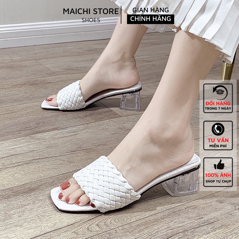 Dép quai đan gót mika 3cam, Sandal nữ quai đan cao cấp sang chảnh cực xinh M6