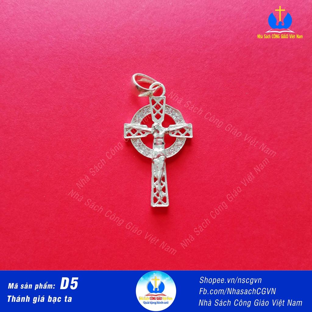 Thánh giá bạc ta - Mặt dây chuyền  D5 cho nam nữ, trẻ em - Quà tặng Công Giáo