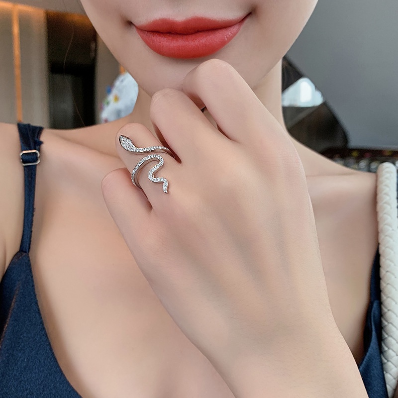 Mới Nhẫn Hở Họa Tiết Rắn Thiết Kế Đơn Giản Sang Trọng