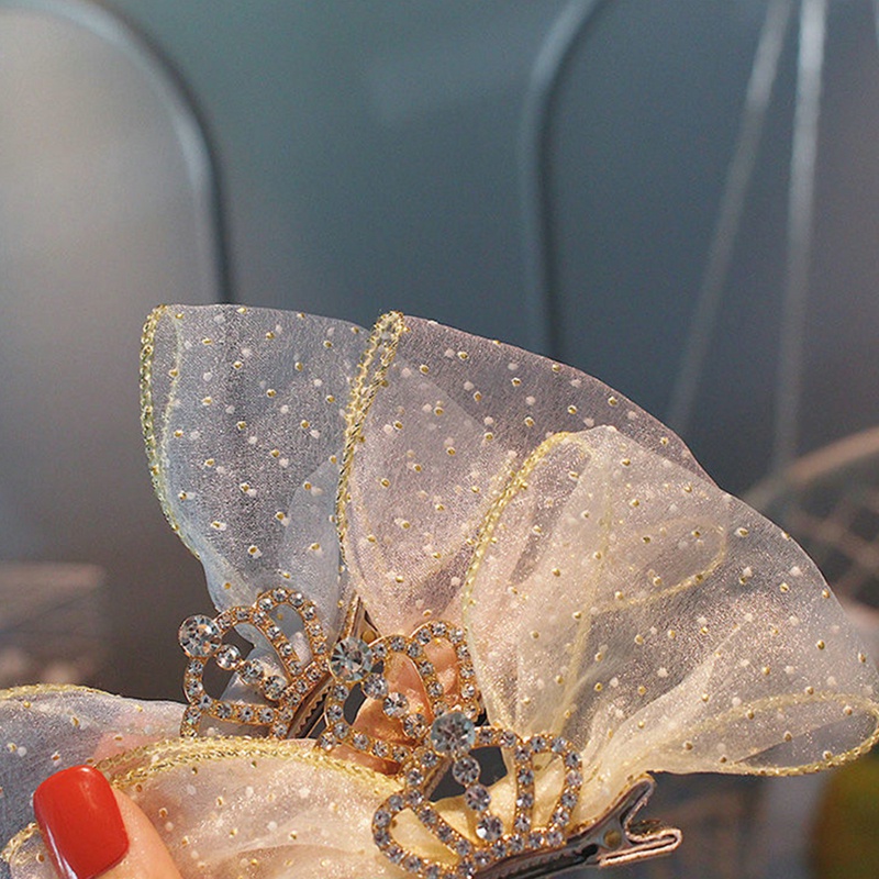 Kẹp Tóc Hình Vương Miện Công Chúa Phối Lưới Dễ Thương Thời Trang Mùa Hè Cho Bé Gái