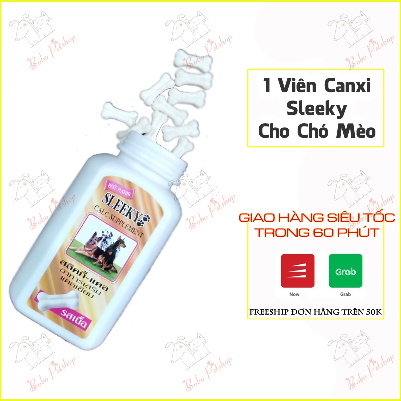 Set 1 Viên Bổ Sung Canxi Sleeky Cho Chó Mèo Vị Thịt Bò Tươi Hỗ Trợ Xương Khớp Xuất Xứ Thái Lan - Bobo Pet Shop Hà Nội