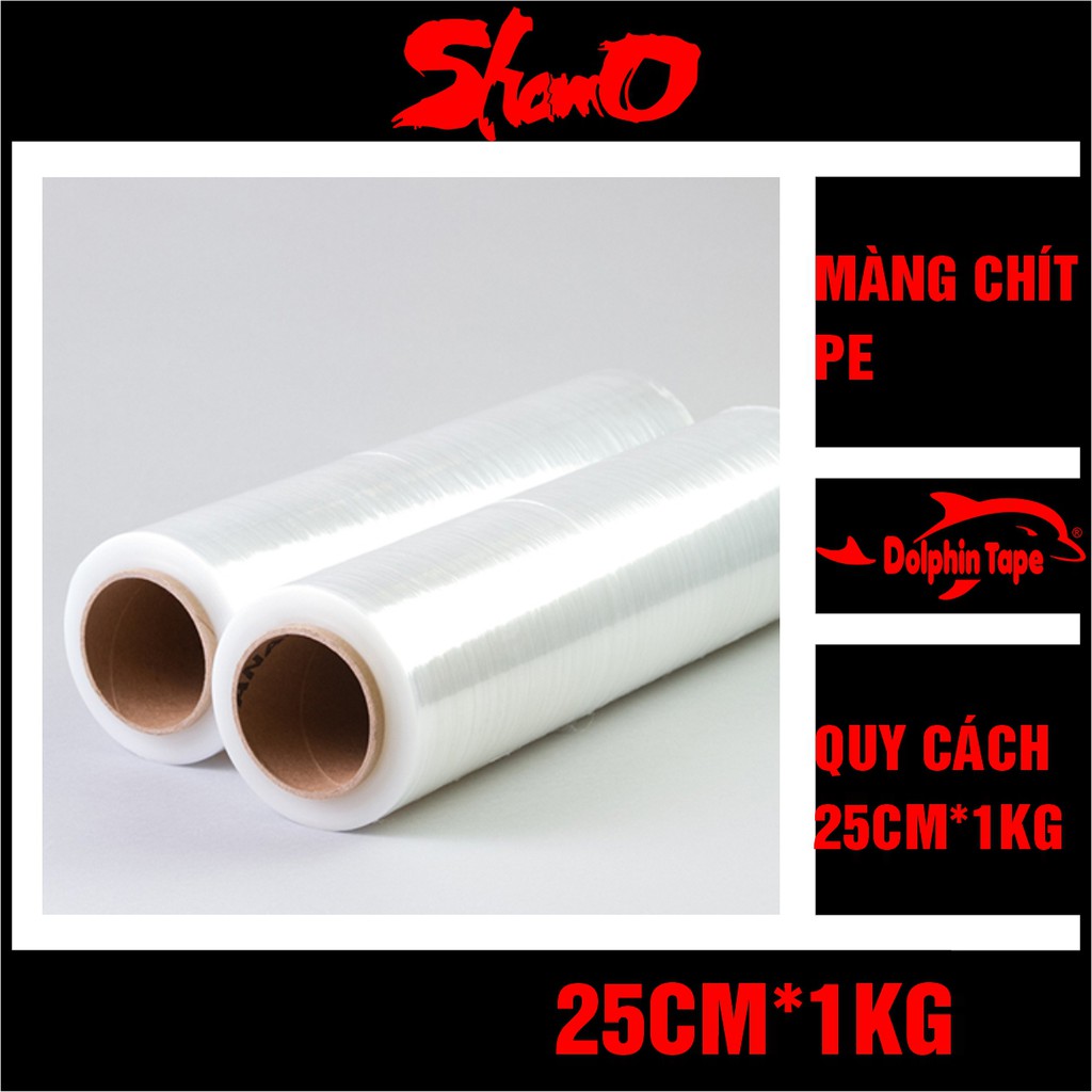 [1kg x 25cm] Màng chít PE – Chuyên dùng cuốn bọc hàng hóa – Dính và dai chắc – Rộng 25Cm x 1Kg/cuộn