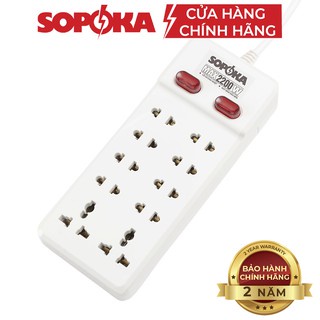 Ổ cắm điện 10 cửa SOPOKA 10Y chịu nhiệt, chống va đập tốt