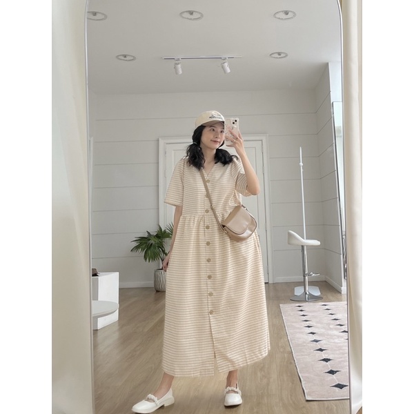 D15 - Đầm suông caro be