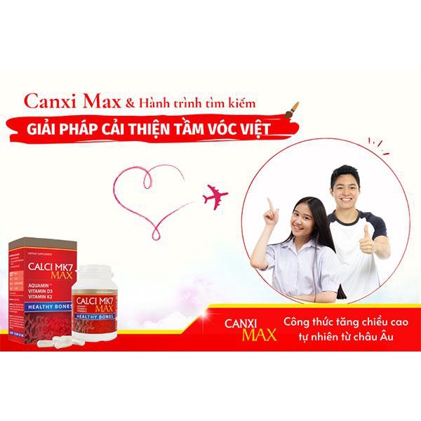 Calci MK7 Max Viên uống bổ sung canxi tảo đỏ tự nhiên, vitamin D3, MK7 hộp 60 viên