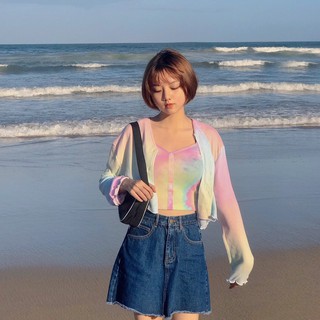 Usthebasic - Áo 2 dây cài nút Tie Dye