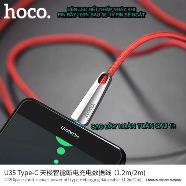 CÁP SẠC NHANH TỰ NGẮT LIGHTNING ANDROID TYPE C HOCO U35 BH 6 THÁNG 1 ĐỔI 1