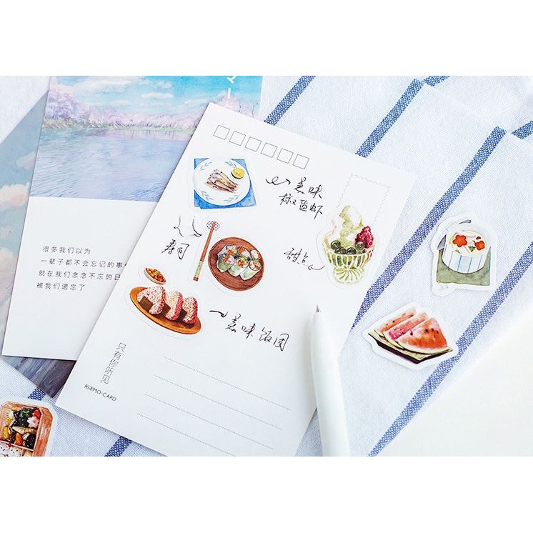 Bộ 46 Sticker Món Ăn Hàn Quốc dán trang trí E27