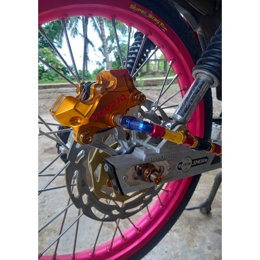 COMBO SAU Wave Sirius Jupiter Future Dream lên đĩa Sau - Heo Dầu Brcmbe 2piston đối xứng + Pát CNC gắn Sau đi đĩa 220mm